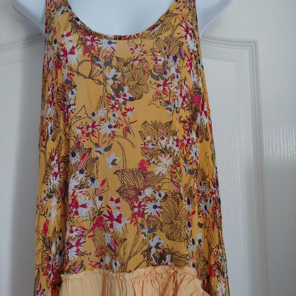 Free People One Yellow/Red/Green Sleeveless Tiered Ruffle Dress XS - Picture 4 of 16